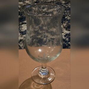 Etched Glass Goblet with Leaf Design